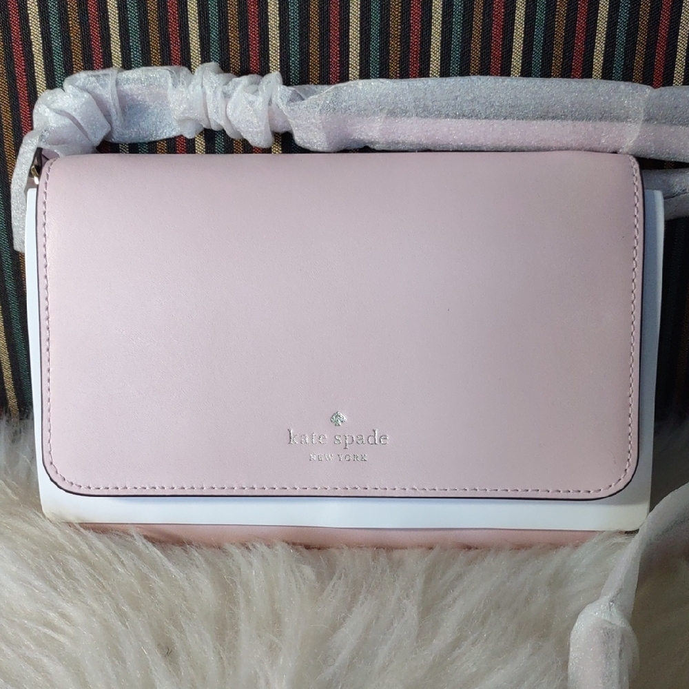 Kate Spade Blush Pink Leather Crossbody Clutch